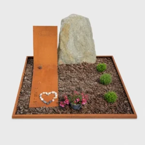 Cortenstaal grafmonument met leisteen