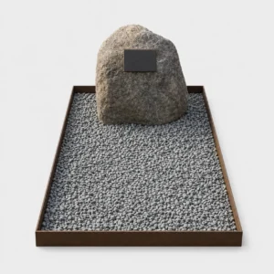 Cortenstaal grafmonument met zwerfkei