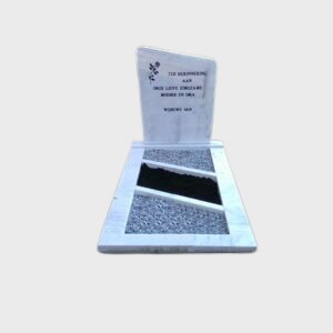 Witte grafsteen met omranding ES-46b