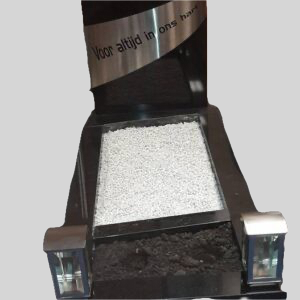 Grafsteen met RVS band