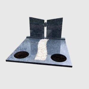 Bijzondere dubbele grafsteen met zuilen