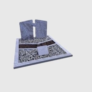 Bijzondere dubbele grafsteen met zuilen