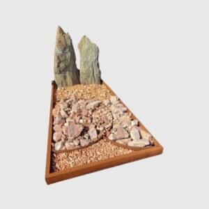 Leisteen grafmonument met cortenstaal omranding