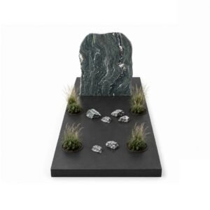 natuurlijke-ruwe-grafsteen-verde-unico-met-omranding-zwart-graniet