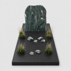 natuurlijke-ruwe-grafsteen-verde-unico-met-omranding-zwart-graniet